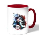 كوب قهوة بمقبض احمر بتصميم قوة تنفس الماء قاتل الشياطين