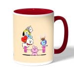 كوب قهوة بمقبض احمر بتصميم قوه كوكي شخصيات BT21