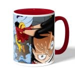 كوب قهوة بمقبض احمر بتصميم لوفي ضد سيزار ون بيس