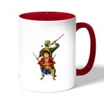 كوب قهوة بمقبض احمر بتصميم لوفي و زورو ون بيس