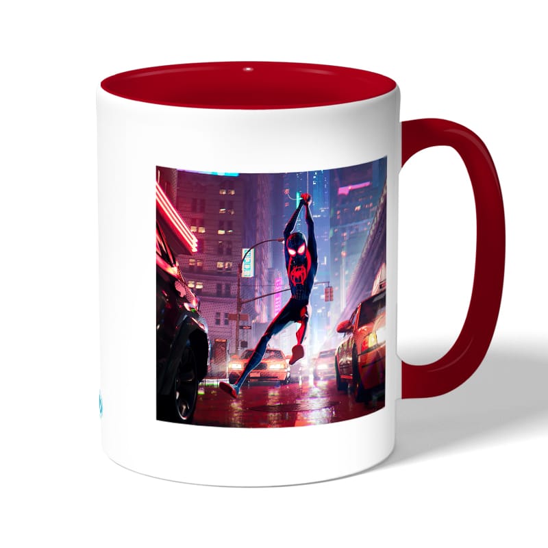كوب قهوة بمقبض احمر بتصميم مايلز مورالز سبايدر مان كوب قهوة بمقبض احمر بتصميم مايلز مورالز سبايدر مان