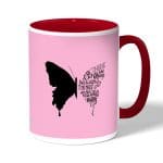 كوب قهوة بمقبض احمر بتصميم نصف فراشة