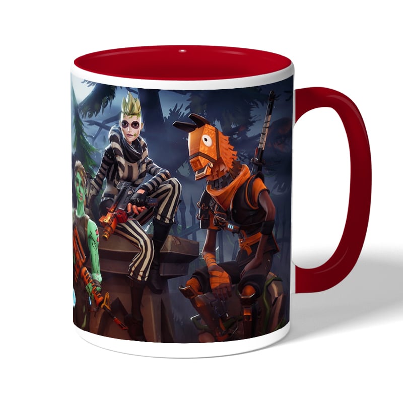 كوب قهوة بمقبض احمر بتصميم هالوين فورت نايت كوب قهوة بمقبض احمر بتصميم هالوين فورت نايت