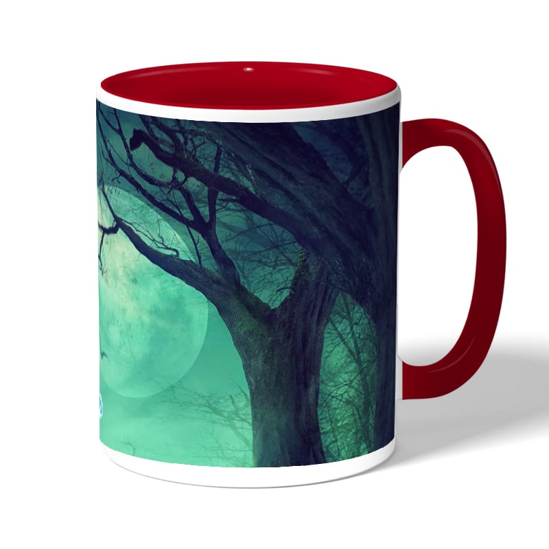 كوب قهوة بمقبض احمر بتصميم هالوين مخيف كوب قهوة بمقبض احمر بتصميم هالوين مخيف