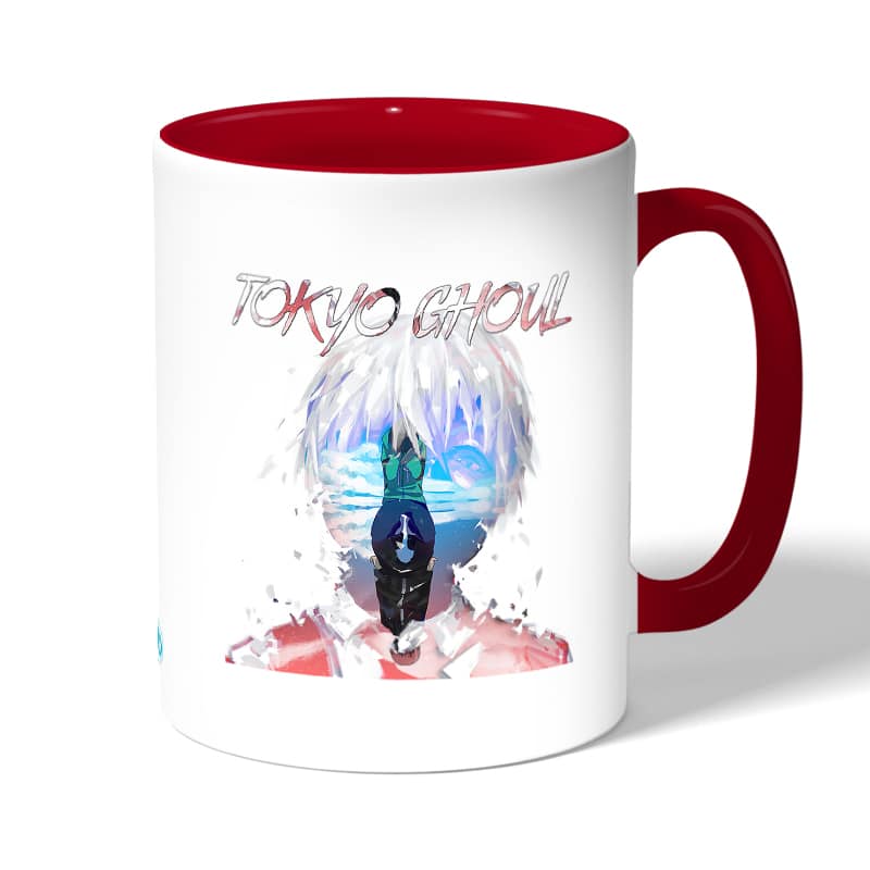 كوب قهوة بمقبض احمر بتصميم وحش بداخلي طوكيو الغول كوب قهوة بمقبض احمر بتصميم وحش بداخلي طوكيو الغول