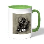 كوب قهوة بمقبض اخضر بتصميم أبيكس ليجندز قلب أسود