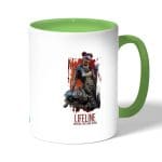 كوب قهوة بمقبض اخضر بتصميم ابيكس ليجندز لايفلاين