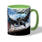 كوب قهوة بمقبض اخضر بتصميم اجنحة النسر سبايدر مان ايرون مان