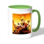 كوب قهوة بمقبض اخضر بتصميم اصدقاء كونغ فو باندا