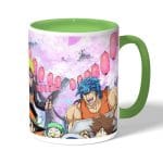 كوب قهوة بمقبض اخضر بتصميم الاحتفال مع كل الانميات