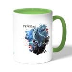 كوب قهوة بمقبض اخضر بتصميم الاميرة مونونوكي مع ذئب