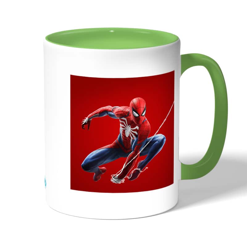 كوب قهوة بمقبض اخضر بتصميم الرجل العنكبوت مارفل كوب قهوة بمقبض اخضر بتصميم الرجل العنكبوت مارفل