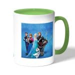 كوب قهوة بمقبض اخضر بتصميم الشخصيات الرئيسيه لفروزن