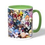 كوب قهوة بمقبض اخضر بتصميم الشخصيات اللطيفه كل الانميات