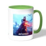 كوب قهوة بمقبض اخضر بتصميم الفتاة المحاربة باتلفيلد 1