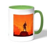 كوب قهوة بمقبض اخضر بتصميم المحارب فورت نايت