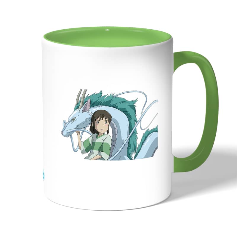 كوب قهوة بمقبض اخضر بتصميم انمي المخطوفة كوب قهوة بمقبض اخضر بتصميم انمي المخطوفة