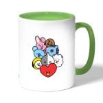 كوب قهوة بمقبض اخضر بتصميم بتس شخصيات BT21