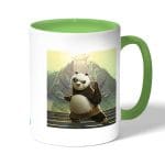 كوب قهوة بمقبض اخضر بتصميم بو كونغ فو باندا