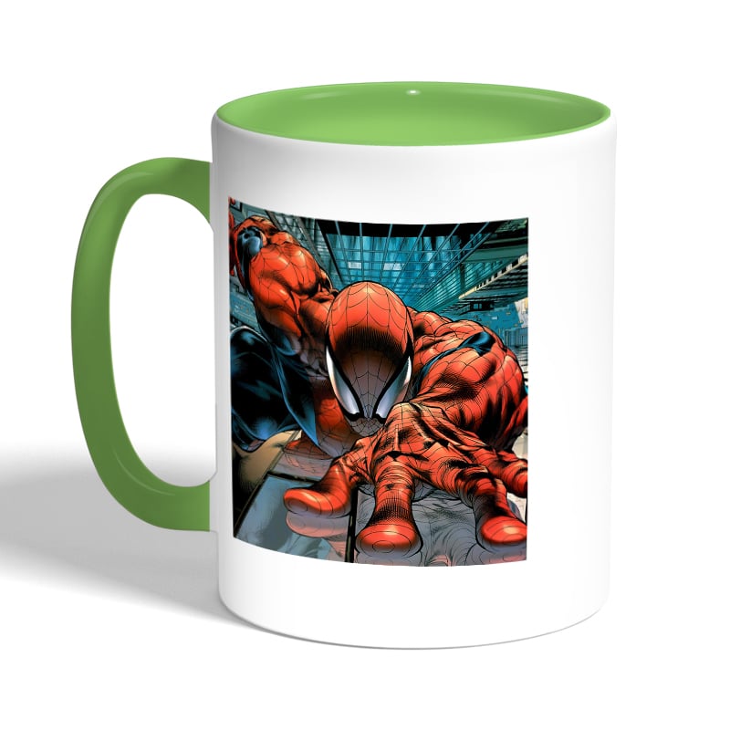 كوب-قهوة-بمقبض-اخضر-بتصميم-تسلق-الجدران-سبايدر-مان-2