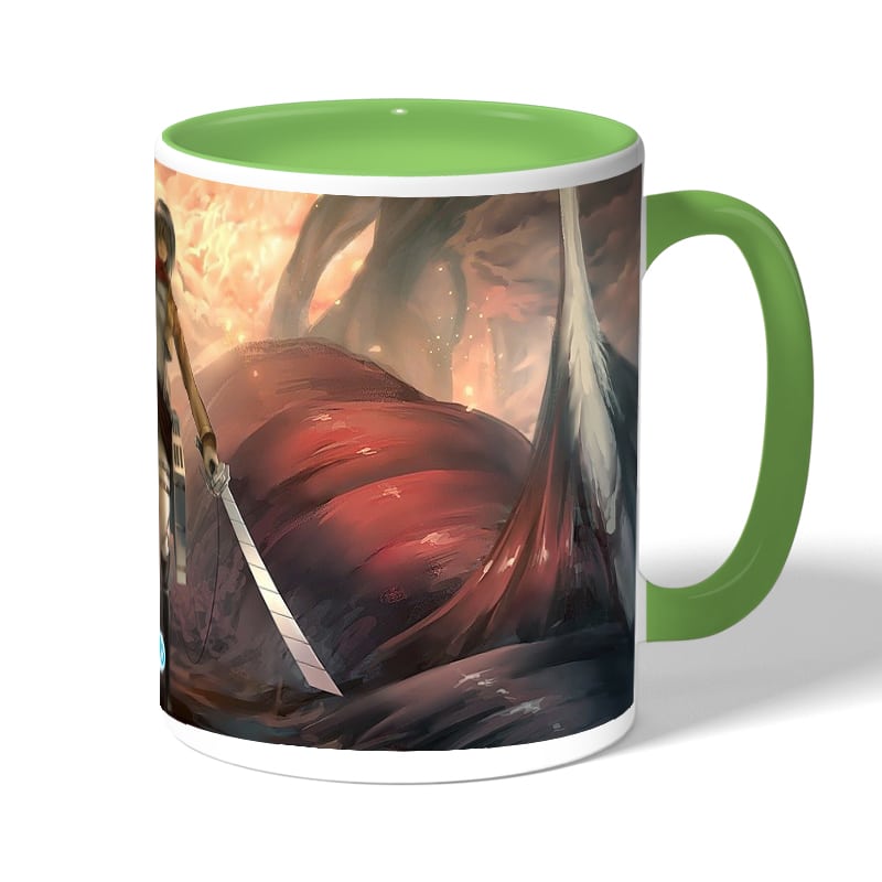 كوب قهوة بمقبض اخضر بتصميم تقضي ميكاسا على العمالقة هجوم العمالقة كوب قهوة بمقبض اخضر بتصميم تقضي ميكاسا على العمالقة هجوم العمالقة