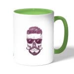 كوب قهوة بمقبض اخضر بتصميم جمجمه انيقه