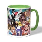 كوب قهوة بمقبض اخضر بتصميم جنون الانميات