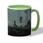 كوب قهوة بمقبض اخضر بتصميم حافة العالم ديث ستراندنغ