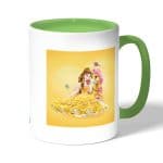 كوب قهوة بمقبض اخضر بتصميم حصان الاميرة بيلا