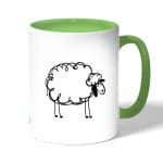 كوب قهوة بمقبض اخضر بتصميم خروف