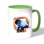 كوب قهوة بمقبض اخضر بتصميم دابي من أكاديميتي للأبطال