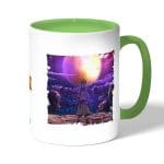 كوب قهوة بمقبض اخضر بتصميم دكتور ستون امل العالم