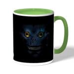 كوب قهوة بمقبض اخضر بتصميم ديث نوت ريوك مخيف