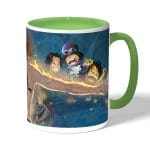 كوب قهوة بمقبض اخضر بتصميم ذكريات إيس ون بيس