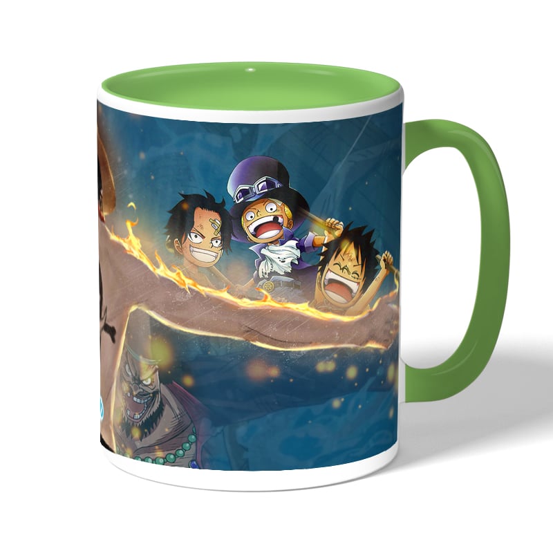 كوب قهوة بمقبض اخضر بتصميم ذكريات إيس ون بيس كوب قهوة بمقبض اخضر بتصميم ذكريات إيس ون بيس