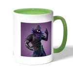 كوب قهوة بمقبض اخضر بتصميم  رافين فورتنايت