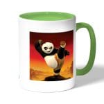 كوب قهوة بمقبض اخضر بتصميم ركله كونغ فو باندا