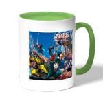 كوب قهوة بمقبض اخضر بتصميم سباق أكاديميتي للأبطال