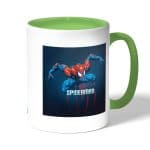 كوب قهوة بمقبض اخضر بتصميم سبايدر مان الرائع