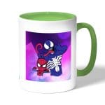 كوب قهوة بمقبض اخضر بتصميم  سبيدر مان رسم