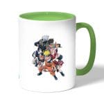كوب قهوة بمقبض اخضر بتصميم شخصيات ناروتو وهم صغار