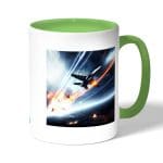 كوب قهوة بمقبض اخضر بتصميم طائرات حربيه باتلفيلد