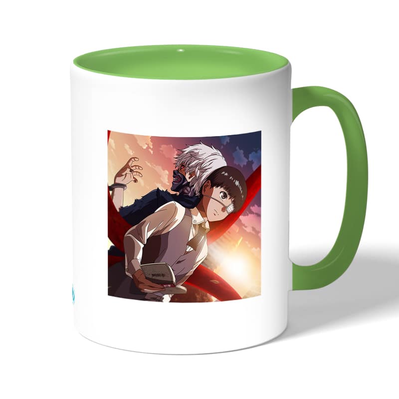 كوب قهوة بمقبض اخضر بتصميم طوكيو الغول كوب قهوة بمقبض اخضر بتصميم طوكيو الغول