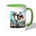 كوب قهوة بمقبض اخضر بتصميم عائلة كونغ فو باندا