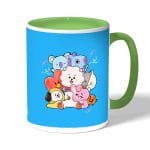 كوب قهوة بمقبض اخضر بتصميم عناق أر جي شخصيات BT21