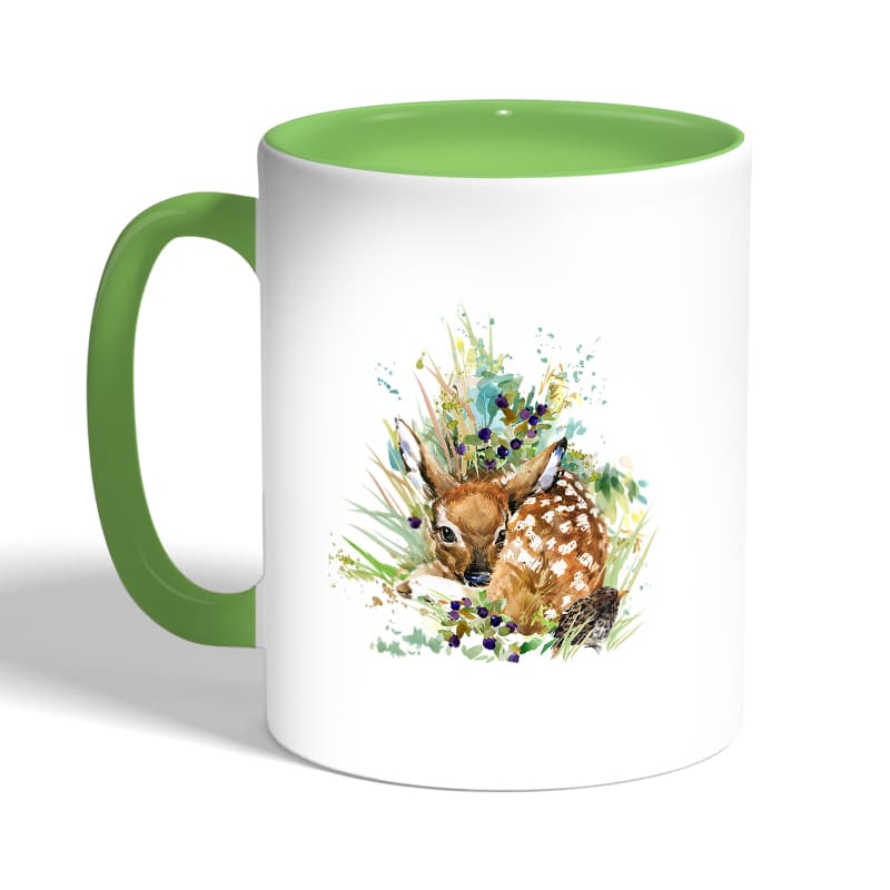 كوب-قهوة-بمقبض-اخضر-بتصميم-غزال-صغير-2