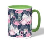 كوب قهوة بمقبض اخضر بتصميم فلامنغو