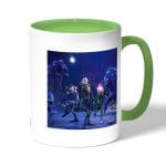 كوب قهوة بمقبض اخضر بتصميم فورت نايت زومبي