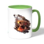 كوب قهوة بمقبض اخضر بتصميم قتال اللحيه البيضاء ون بيس