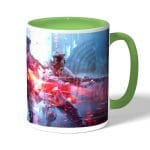 كوب قهوة بمقبض اخضر بتصميم قتال جماعي باتلفيلد